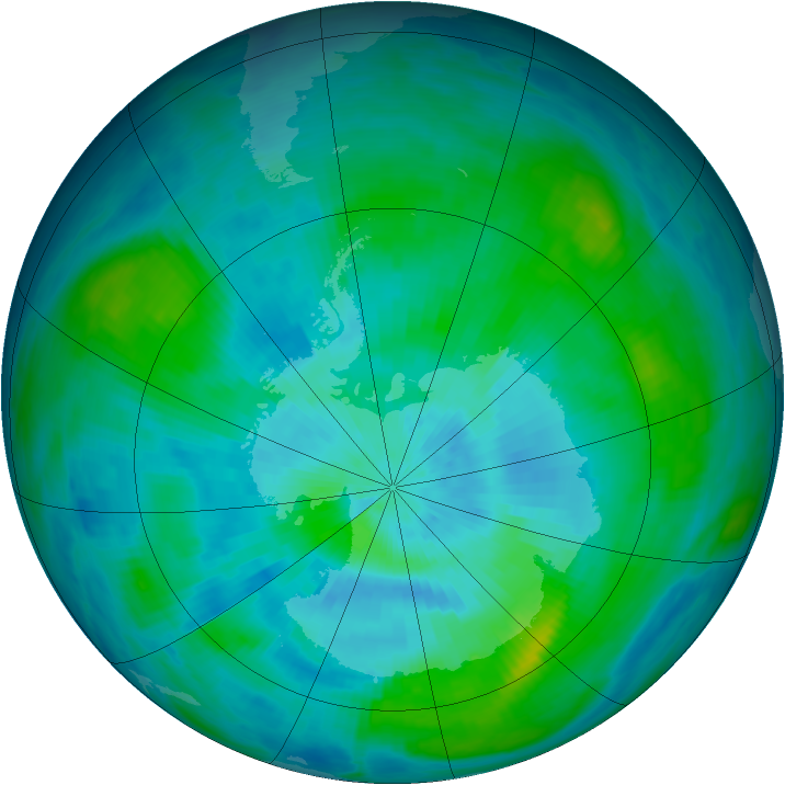 Antarctic ozone map for 10 March 1984